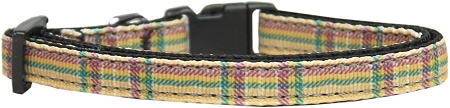 Plaid Nylon Collar Khaki Cat Safety